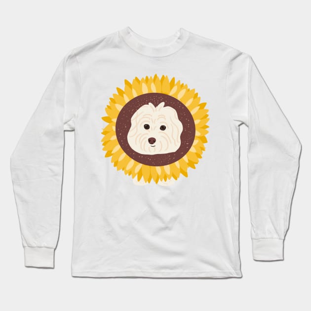 Sunflower Maltipoo Long Sleeve T-Shirt by PatternbyNOK